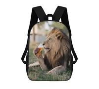 sinyumoney 3D Printed 17inch School Backpack Children's Backpack Lion Sipping A Beer Book Bags High Capacity Travel School Bags for Kids/Students/Adults