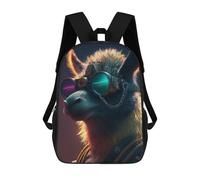 sinyumoney 3D Printed 17inch School Backpack Children's Backpack Llama Book Bags High Capacity Travel School Bags for Kids/Students/Adults