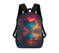 sinyumoney 3D Printed 17inch School Backpack Children's Backpack Love in Flames Heart on Fire Book Bags High Capacity Travel School Bags for Kids/Students/Adults