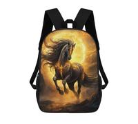 sinyumoney 3D Printed 17inch School Backpack Children's Backpack Magic Sun Horse Book Bags High Capacity Travel School Bags for Kids/Students/Adults
