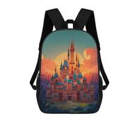 sinyumoney 3D Printed 17inch School Backpack Children's Backpack Magical Castle Fantasy Book Bags High Capacity Travel School Bags for Kids/Students/Adults