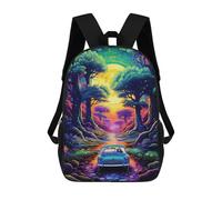 sinyumoney 3D Printed 17inch School Backpack Children's Backpack Magical Forest Drive -4 Book Bags High Capacity Travel School Bags for Kids/Students/Adults