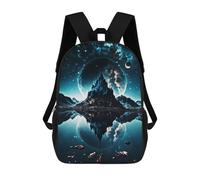 sinyumoney 3D Printed 17inch School Backpack Children's Backpack Magical Temple with Starry Book Bags High Capacity Travel School Bags for Kids/Students/Adults