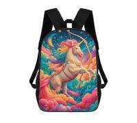 sinyumoney 3D Printed 17inch School Backpack Children's Backpack Magical Unicorn with Bow in Clouds Book Bags High Capacity Travel School Bags for Kids/Students/Adults