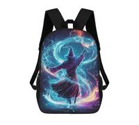 sinyumoney 3D Printed 17inch School Backpack Children's Backpack Magical Wizard Artwork -1 Book Bags High Capacity Travel School Bags for Kids/Students/Adults