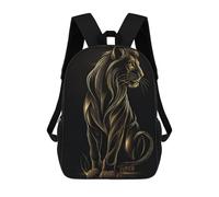 sinyumoney 3D Printed 17inch School Backpack Children's Backpack Majestic Gold Lion Profile Book Bags High Capacity Travel School Bags for Kids/Students/Adults