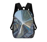 sinyumoney 3D Printed 17inch School Backpack Children's Backpack Modern Buildings Book Bags High Capacity Travel School Bags for Kids/Students/Adults
