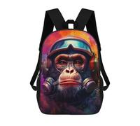 sinyumoney 3D Printed 17inch School Backpack Children's Backpack Monkey Pilot in Space Book Bags High Capacity Travel School Bags for Kids/Students/Adults
