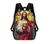 sinyumoney 3D Printed 17inch School Backpack Children's Backpack Mosaic Jesus 3 Book Bags High Capacity Travel School Bags for Kids/Students/Adults
