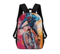 sinyumoney 3D Printed 17inch School Backpack Children's Backpack Mountain Biker in Action Book Bags High Capacity Travel School Bags for Kids/Students/Adults