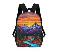 sinyumoney 3D Printed 17inch School Backpack Children's Backpack Mountain Sunset River Book Bags High Capacity Travel School Bags for Kids/Students/Adults