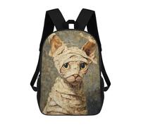 sinyumoney 3D Printed 17inch School Backpack Children's Backpack Mummy Cat Painting Artwork Book Bags High Capacity Travel School Bags for Kids/Students/Adults