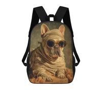 sinyumoney 3D Printed 17inch School Backpack Children's Backpack Mummy Dog Sunglasses Art Print Book Bags High Capacity Travel School Bags for Kids/Students/Adults