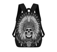 sinyumoney 3D Printed 17inch School Backpack Children's Backpack Native American Skull Art Print Book Bags High Capacity Travel School Bags for Kids/Students/Adults