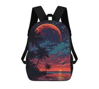 sinyumoney 3D Printed 17inch School Backpack Children's Backpack Natural Beach Book Bags High Capacity Travel School Bags for Kids/Students/Adults