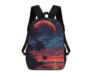 sinyumoney 3D Printed 17inch School Backpack Children's Backpack Natural Beach Book Bags High Capacity Travel School Bags for Kids/Students/Adults