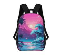 sinyumoney 3D Printed 17inch School Backpack Children's Backpack Neon Dreamy Seascape Book Bags High Capacity Travel School Bags for Kids/Students/Adults