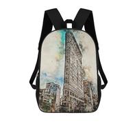 sinyumoney 3D Printed 17inch School Backpack Children's Backpack New York in Watercolor 4 Book Bags High Capacity Travel School Bags for Kids/Students/Adults