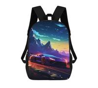 sinyumoney 3D Printed 17inch School Backpack Children's Backpack Night Drive Adventure -2 Book Bags High Capacity Travel School Bags for Kids/Students/Adults