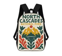 sinyumoney 3D Printed 17inch School Backpack Children's Backpack North Cascades National Park Illustration Book Bags High Capacity Travel School Bags for Kids/Students/Adults