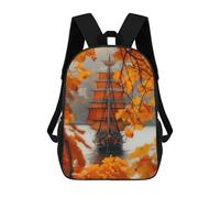 sinyumoney 3D Printed 17inch School Backpack Children's Backpack Orange Pirate Ship Book Bags High Capacity Travel School Bags for Kids/Students/Adults