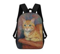 sinyumoney 3D Printed 17inch School Backpack Children's Backpack Orange Tabby Cat Painting Book Bags High Capacity Travel School Bags for Kids/Students/Adults