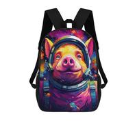 sinyumoney 3D Printed 17inch School Backpack Children's Backpack Pig Astronaut Space Suit-10 Book Bags High Capacity Travel School Bags for Kids/Students/Adults