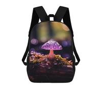 sinyumoney 3D Printed 17inch School Backpack Children's Backpack Purple Mushroom with Dew Drops Book Bags High Capacity Travel School Bags for Kids/Students/Adults