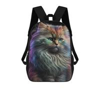sinyumoney 3D Printed 17inch School Backpack Children's Backpack Rainbow Fluffy Cat Book Bags High Capacity Travel School Bags for Kids/Students/Adults