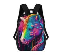 sinyumoney 3D Printed 17inch School Backpack Children's Backpack Rainbow Unicorn Art Print Book Bags High Capacity Travel School Bags for Kids/Students/Adults