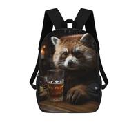 sinyumoney 3D Printed 17inch School Backpack Children's Backpack Red Racoon Drinking Beer Book Bags High Capacity Travel School Bags for Kids/Students/Adults