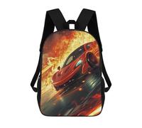 sinyumoney 3D Printed 17inch School Backpack Children's Backpack Red Sports Car Speeding Through Flames -1 Book Bags High Capacity Travel School Bags for Kids/Students/Adults