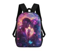 sinyumoney 3D Printed 17inch School Backpack Children's Backpack Romantic Fantasy with Flowers And Cats -1 Book Bags High Capacity Travel School Bags for Kids/Students/Adults