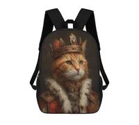 sinyumoney 3D Printed 17inch School Backpack Children's Backpack Royal Cat Portrait Painting-5 Book Bags High Capacity Travel School Bags for Kids/Students/Adults