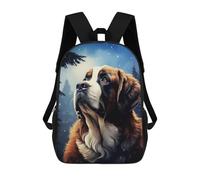 sinyumoney 3D Printed 17inch School Backpack Children's Backpack Saint Bernard Dog Portrait Book Bags High Capacity Travel School Bags for Kids/Students/Adults