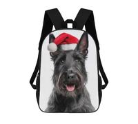 sinyumoney 3D Printed 17inch School Backpack Children's Backpack Scottish Terrier Dog with Santa Hat Book Bags High Capacity Travel School Bags for Kids/Students/Adults