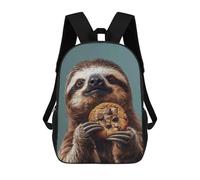 sinyumoney 3D Printed 17inch School Backpack Children's Backpack Sloth Eating Cookie Book Bags High Capacity Travel School Bags for Kids/Students/Adults