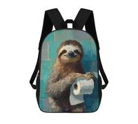 sinyumoney 3D Printed 17inch School Backpack Children's Backpack Sloth Holding Toilet Paper Roll-1 Book Bags High Capacity Travel School Bags for Kids/Students/Adults