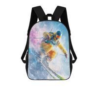 sinyumoney 3D Printed 17inch School Backpack Children's Backpack Snowboarder in Yellow Jacket Book Bags High Capacity Travel School Bags for Kids/Students/Adults
