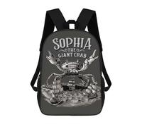sinyumoney 3D Printed 17inch School Backpack Children's Backpack Sophia The Crab Book Bags High Capacity Travel School Bags for Kids/Students/Adults
