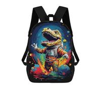 sinyumoney 3D Printed 17inch School Backpack Children's Backpack Space Dinosaur Adventure -9 Book Bags High Capacity Travel School Bags for Kids/Students/Adults