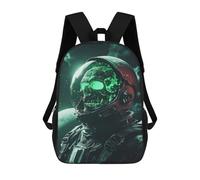 sinyumoney 3D Printed 17inch School Backpack Children's Backpack Space Explorer with Glowing Skull Helmet Book Bags High Capacity Travel School Bags for Kids/Students/Adults
