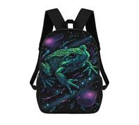 sinyumoney 3D Printed 17inch School Backpack Children's Backpack Space Frog Art Print Book Bags High Capacity Travel School Bags for Kids/Students/Adults