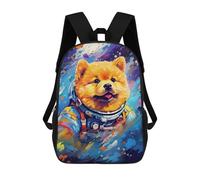 sinyumoney 3D Printed 17inch School Backpack Children's Backpack Space Pomeranian Adventure-4 Book Bags High Capacity Travel School Bags for Kids/Students/Adults