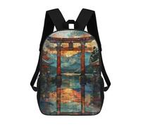 sinyumoney 3D Printed 17inch School Backpack Children's Backpack Stained Glass Torii Gate Book Bags High Capacity Travel School Bags for Kids/Students/Adults