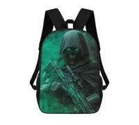 sinyumoney 3D Printed 17inch School Backpack Children's Backpack Stealth Assassin with Green Glowing Eyes Book Bags High Capacity Travel School Bags for Kids/Students/Adults