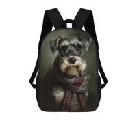 sinyumoney 3D Printed 17inch School Backpack Children's Backpack Stylish Dog in Plaid Scarf Book Bags High Capacity Travel School Bags for Kids/Students/Adults