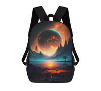sinyumoney 3D Printed 17inch School Backpack Children's Backpack Sunset Of Planet Landscape Book Bags High Capacity Travel School Bags for Kids/Students/Adults