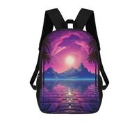sinyumoney 3D Printed 17inch School Backpack Children's Backpack Sunset Synthwave Harmony Book Bags High Capacity Travel School Bags for Kids/Students/Adults
