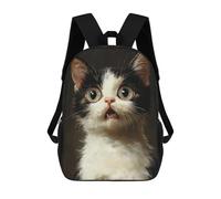 sinyumoney 3D Printed 17inch School Backpack Children's Backpack Surprised Kitten Portrait Book Bags High Capacity Travel School Bags for Kids/Students/Adults